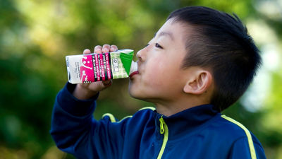 Boy drinking milk
