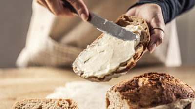 cream cheese on bread