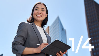 Women with tablet, a fourth