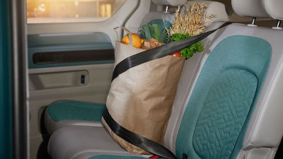 grocery bag in a car seat