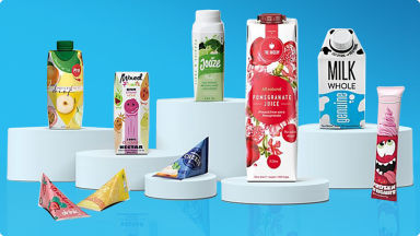 Cartons on podiums