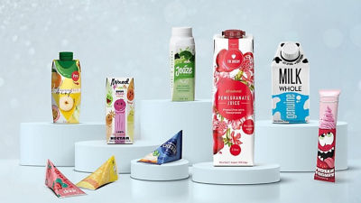 Cartons on podiums