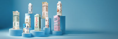 Cartons with plant based beverages