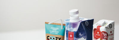 Three cartons with straw and caps