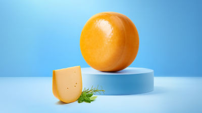 Shelves with wheels of cheese