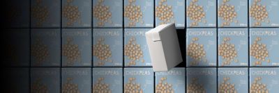 Chick peas in Tetra Recart cartons, one white carton standing out