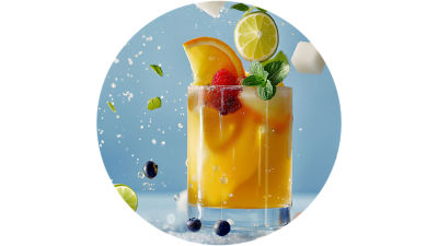 Sugar lumps and juice
