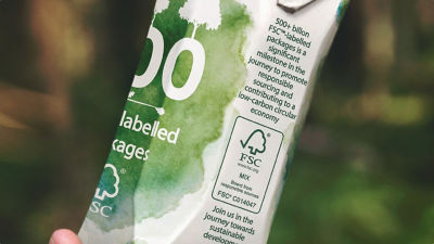 FSC™ Certification on a Carton in the forest