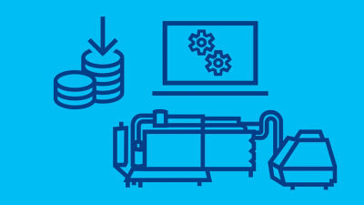 Iconographic: Computer, money and dairy equipment