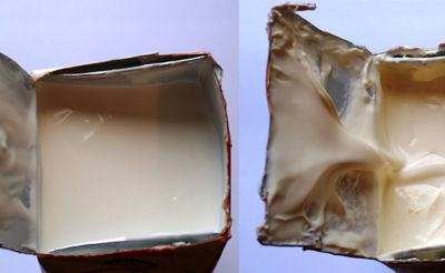 Excessive creaming in milk carton