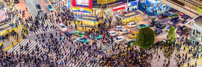 People in city, traffic intersection