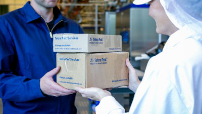 Spart parts delivery, parts in cardboard boxes