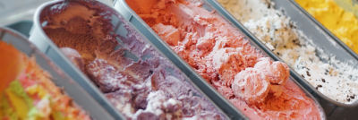 Ice cream in buckets