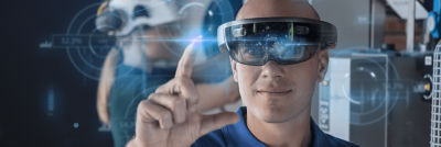 Man wearing high tech glasses