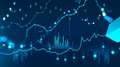 Digital noeds on darkblue background