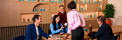 Employees / Advisors discussing packaging