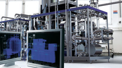 Tetra Pak Anlagen und Automationslösungen auf Bildschirmen