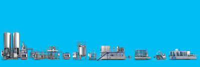 production line on blue background for esl milk