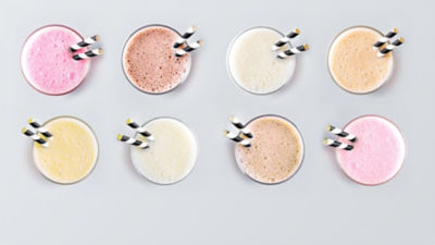Flavoured milk in glasses