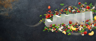 Vegetables, fruits, beans and Tetra Recart carton packages