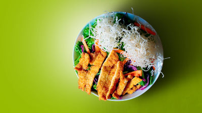 Fresh food in bowl, noodle salad
