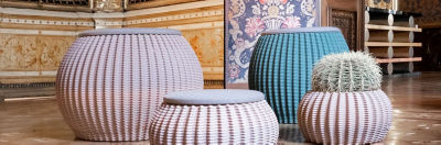 four cartons on a blue background