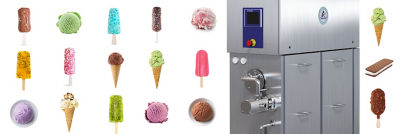 multiple ice creams and freezer