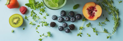 Fruit on blue background