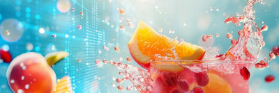 Juice splash and fruits