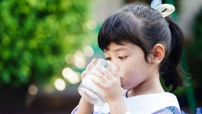 Girl drinking milk