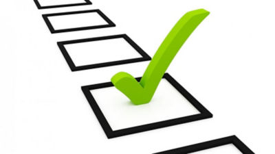 Green check mark in black box