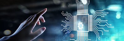 Digital solutions, hand and circuit board