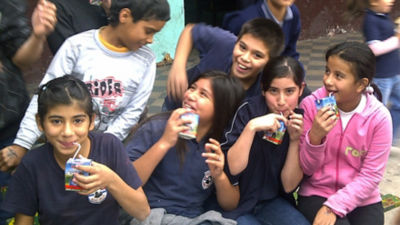 Happy school kids in Paraguay