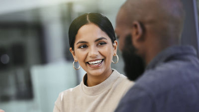 People at work smiling