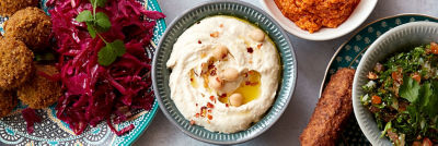 Meal with hummus and more