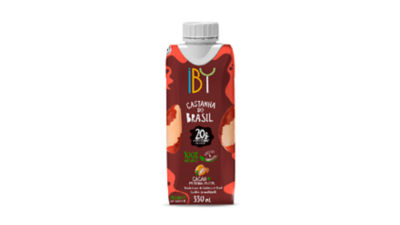 Bebida de leite vegetal de castanha do Brasil sabor cacau em embalagem Tetra Pak