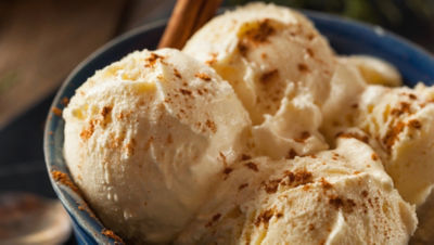 Homemade eggnog ice cream