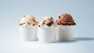 Ice cream cups with assorted flavours