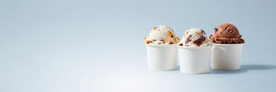 Ice cream cups with assorted flavours 