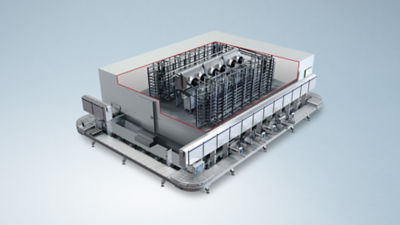 Industrial hardening system used for freezing and stabilising ice cream products