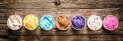 Different types of ice cream in cups
