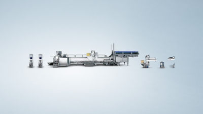 Industrial production line for automated ice cream stick manufacturing
