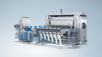 Multilane wrapper A4 used for automated wrapping of ice cream products