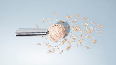 Plant-based ice cream, blue background