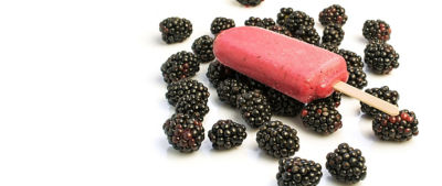 ice cream stick on blackberries