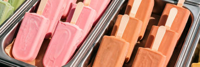 Wrapped ice cream stick products in industrial packaging process