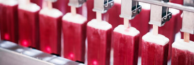 Ice cream stick products moving through industrial production line