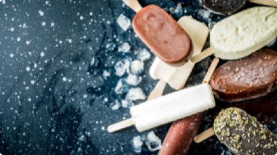Ice cream sticks with chocolate