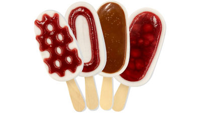Ice cream sticks with jam decoration
