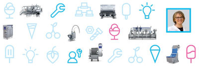 Equipos para helados, iconos de helado y experto